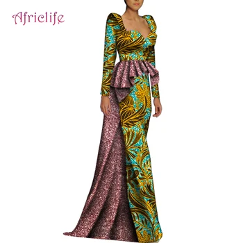 Africké Šaty pre Ženy Elegantné Plus Veľkosť Svadobné Party Oblečenie Tlač Dashiki Oblečenie Ankara Šaty WY8688